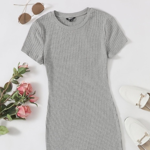 SHEIN Solid Rib-Knit Bodycon Dress - Picture 1 of 5